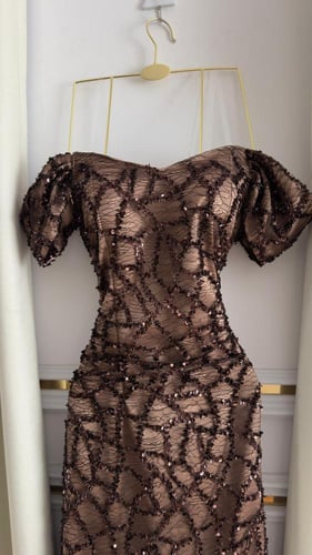 فستان ترتر لامع بلونين فاخرين (زيتي – بني شوكولاتة...