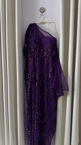 فستان تل مطرز بترتر فاخر — تصميم قطعتين