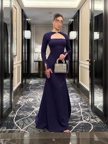 فستان بنفسجي كريستال ملكي