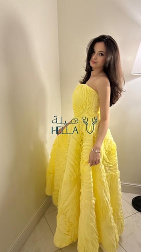 فستان كريشة ملكي ورود بارزه VIP