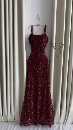 فستان لورين — ترتر عنّابي فاخر