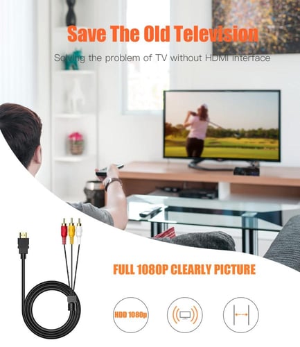 محول كابل للصوت وفيديو HDMI إلى RCA 3 ذكر بطول 1.5...