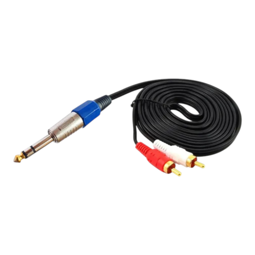 Audio AV Jack 6.35 Stereo to 2x RCA كابل صوت ستيري...