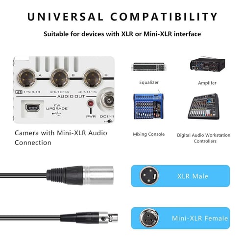 كابل صوت فاخر من XLR أنثى صغير إلى XLR ذكر بطول 1....