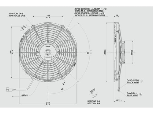 مروحة سبال 12 انش دينمو وسط دفع SPAL FAN MID 12in...