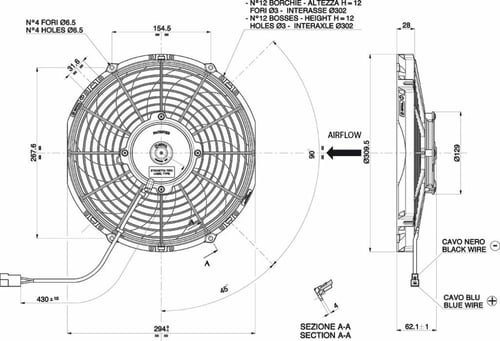 مروحة سبال 11 انش دينمو وسط دفع SPAL FAN MID 11in...