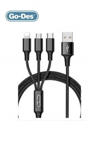 3 in 1 charger Goodies Go-Des Nylon Braided 3 in 1...