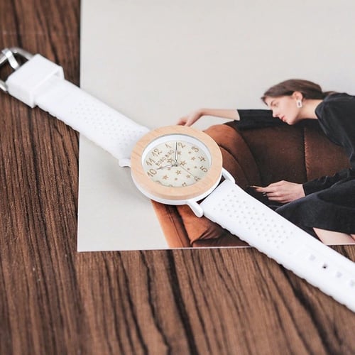 ساعة يد نسائية خشبية من بوبو بيرد سوار سيليكون لون...