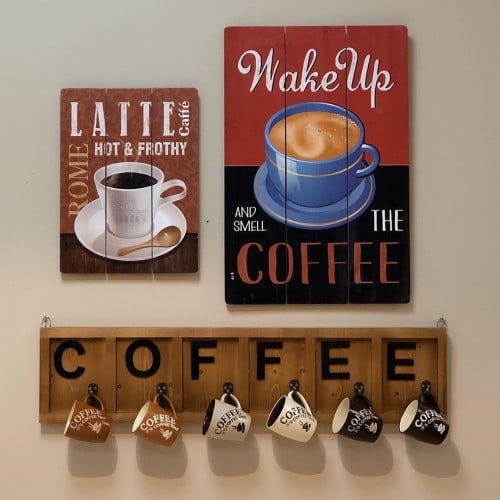 حامل اكواب خشب ريفي عرضي