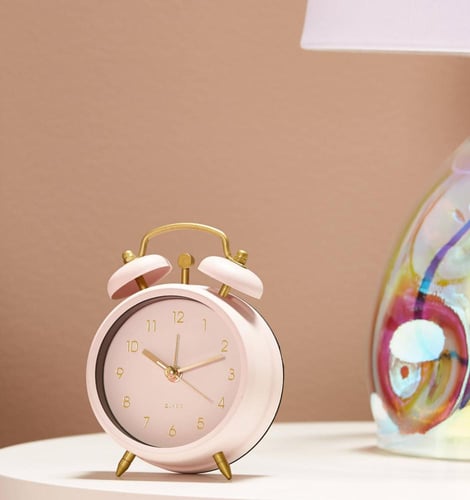 ساعة مستديرة بجرسي منبه-وردي