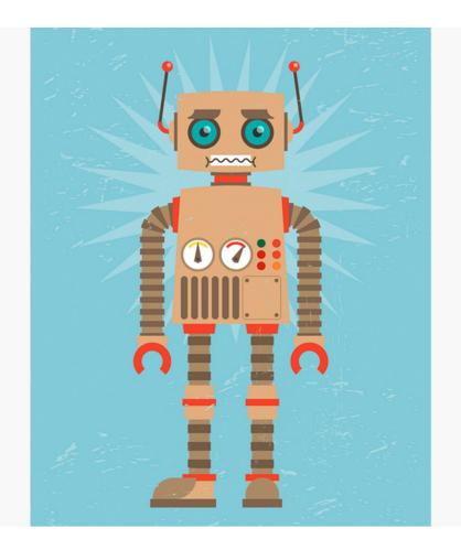 لوحة كانفاس مع الخشب -بطبعة روبوت-أزرق