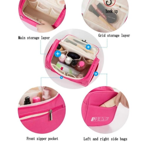 حقيبة تنظيم مستحضرات تجميل كبيرة مع تقسيمات عديدة...