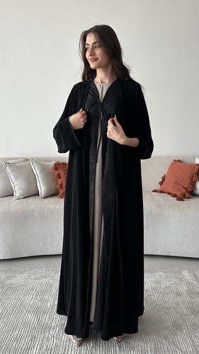 عباية كريب ملكي كوري و جاكار هندي بقصة نصف كلوش