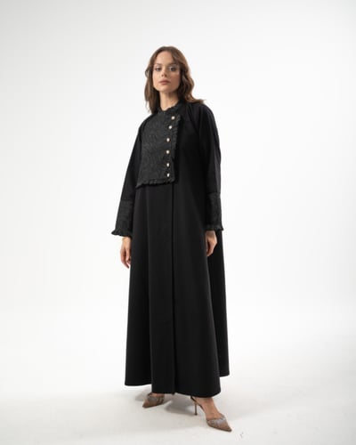 عباية جوخ كشميري مع جاكار هندي بقصة ربع كلوش