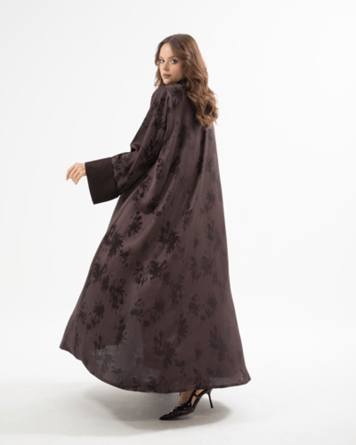 عباية حرير جاكار بقصة نصف كلوش