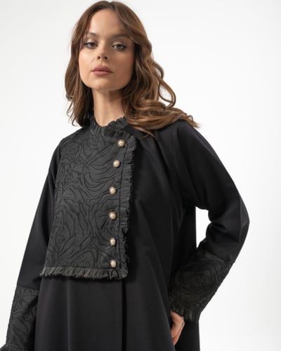 عباية جوخ كشميري مع جاكار هندي بقصة ربع كلوش