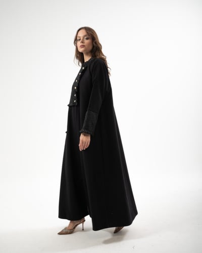 عباية جوخ كشميري مع جاكار هندي بقصة ربع كلوش