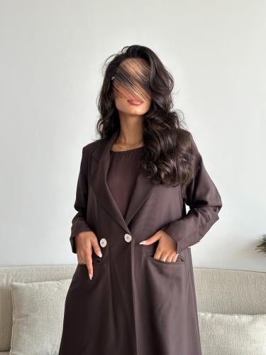 عباية كتان بتصميم بليزر رسمي مبطن