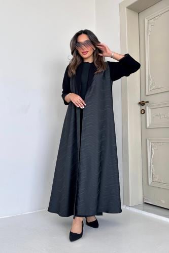 عباية كريب مع جاكار هندي بقصة نصف كلوش