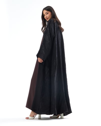 عباية جاكار تركي أسود بقصة نصف كلوش