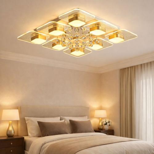 ثريا لطش ليد ذهبي مربع