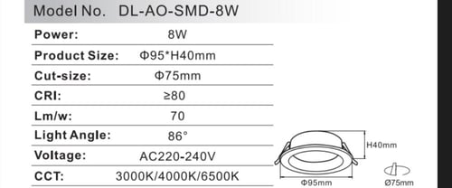كشاف ضد التوهج أبيض - إضاءة أصفر م 7 سم
