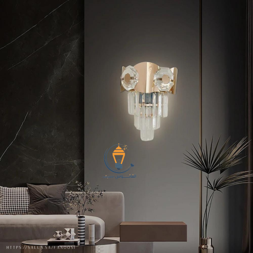 اضاءة جدارية كريستال ذهبي
