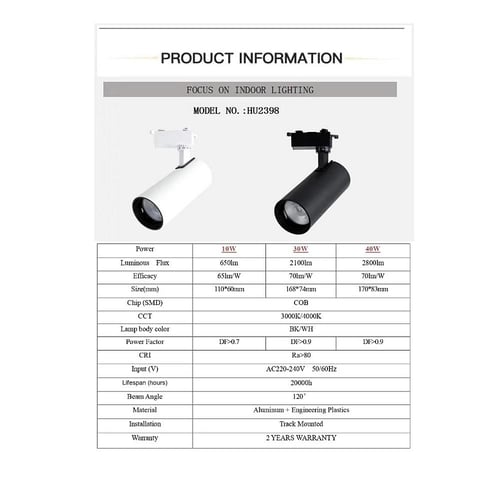 كشاف مجرى تراك اسود لون الانارة اصفر 10 واط( مباشر...