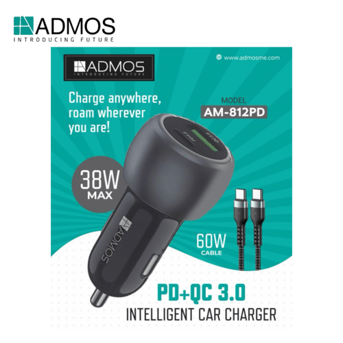 شاحن سيارة 38واط مع (كيبل بي دي-آيفون) يدعم الشحن...