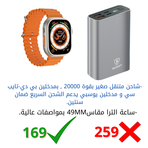 -شاحن متنقل صغير بقوة 20000 , بمدخلين بي دي-تايب س...