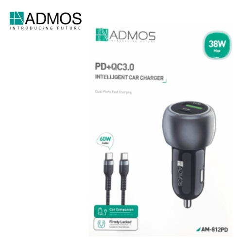 شاحن سيارة 38واط مع (تايب سي-تايب سي60واط) يدعم ال...