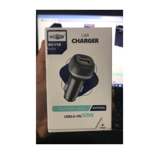 شاحن سيارة 50واط مدخلين من باستك, بي دي20واط+يوسبي...