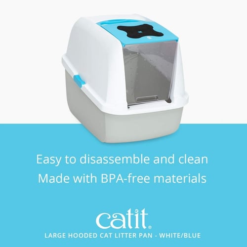 كات-إت صندوق رمل مغطى للقطط الحجم وسط أزرق