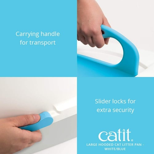 كات-إت صندوق رمل مغطى للقطط الحجم وسط أزرق