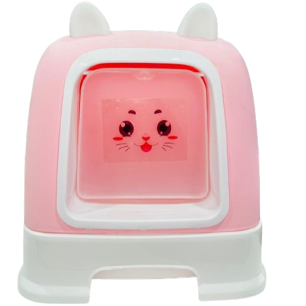 ليتر بوكس مغلق برسمة قطة مع جاروف باللون الزهري