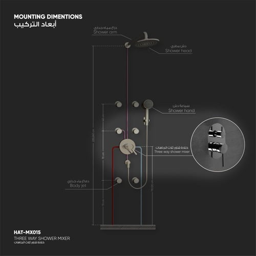خلاط دش ثلاثي الاتجاه MX015R