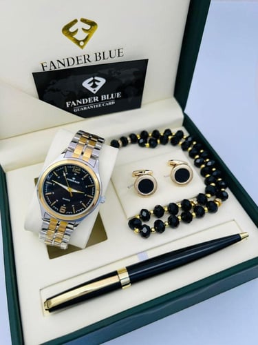 طقم ساعة وقلم وكبك وسبحة فاندر بلو