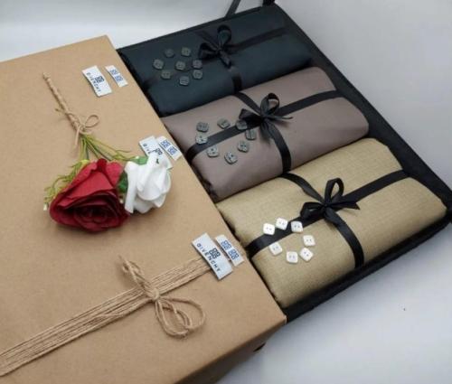 3 اقمشة شتوي كحلي على اسود - بيج -رمادي غامق