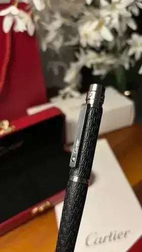 قلم كارتير سانتوس فضي على اسود