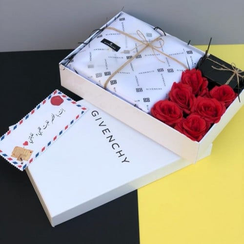 بكج هدية العيد : قماش جفنشي مع كبك + ورد صناعي