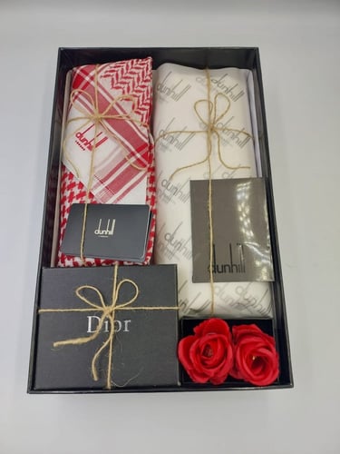 بكج السعادة 5: هدية شماغ دنهل قماش دنهل بوك ورد صن...