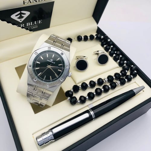 طقم ساعة وقلم وكبك وسبحة فاندر بلو