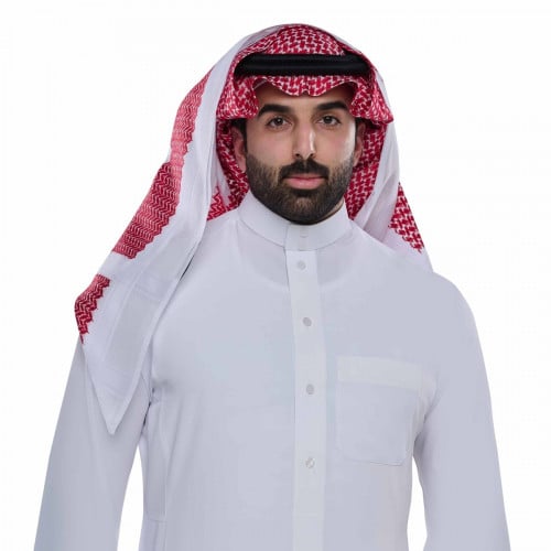 شماغ بروجيه الذهبي خطوط بيضاء