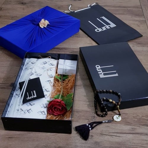 بكج السعادة 5: هدية شماغ دنهل قماش دنهل بوك ورد صن...