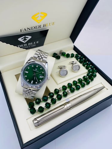 طقم ساعة وقلم وكبك وسبحة فاندر بلو