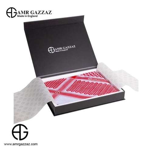 شماغ عمرو قزاز كلاسيك بلس احمر صناعة انجليزية