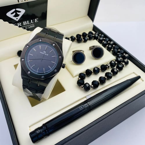 طقم ساعة وقلم وكبك وسبحة فاندر بلو