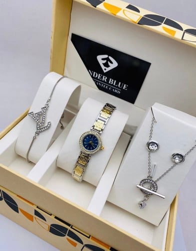 طقم ساعة وسلسال وسوارة نسائي ماركة فندربلو