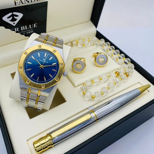 طقم ساعة وقلم وكبك وسبحة فاندر بلو