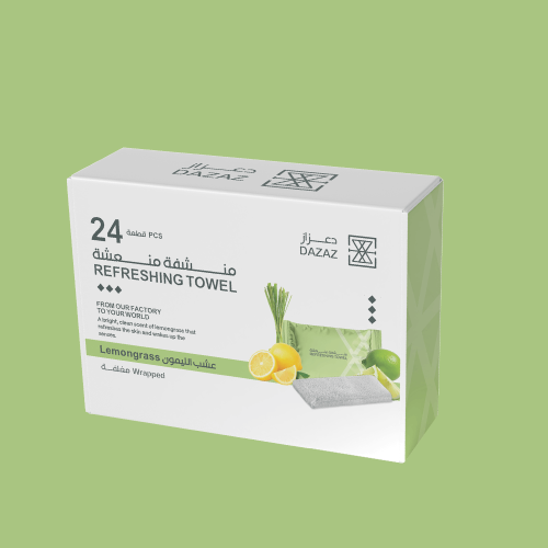 بوكس منشفة منعشة برائحة عشب الليمون 24 حبة